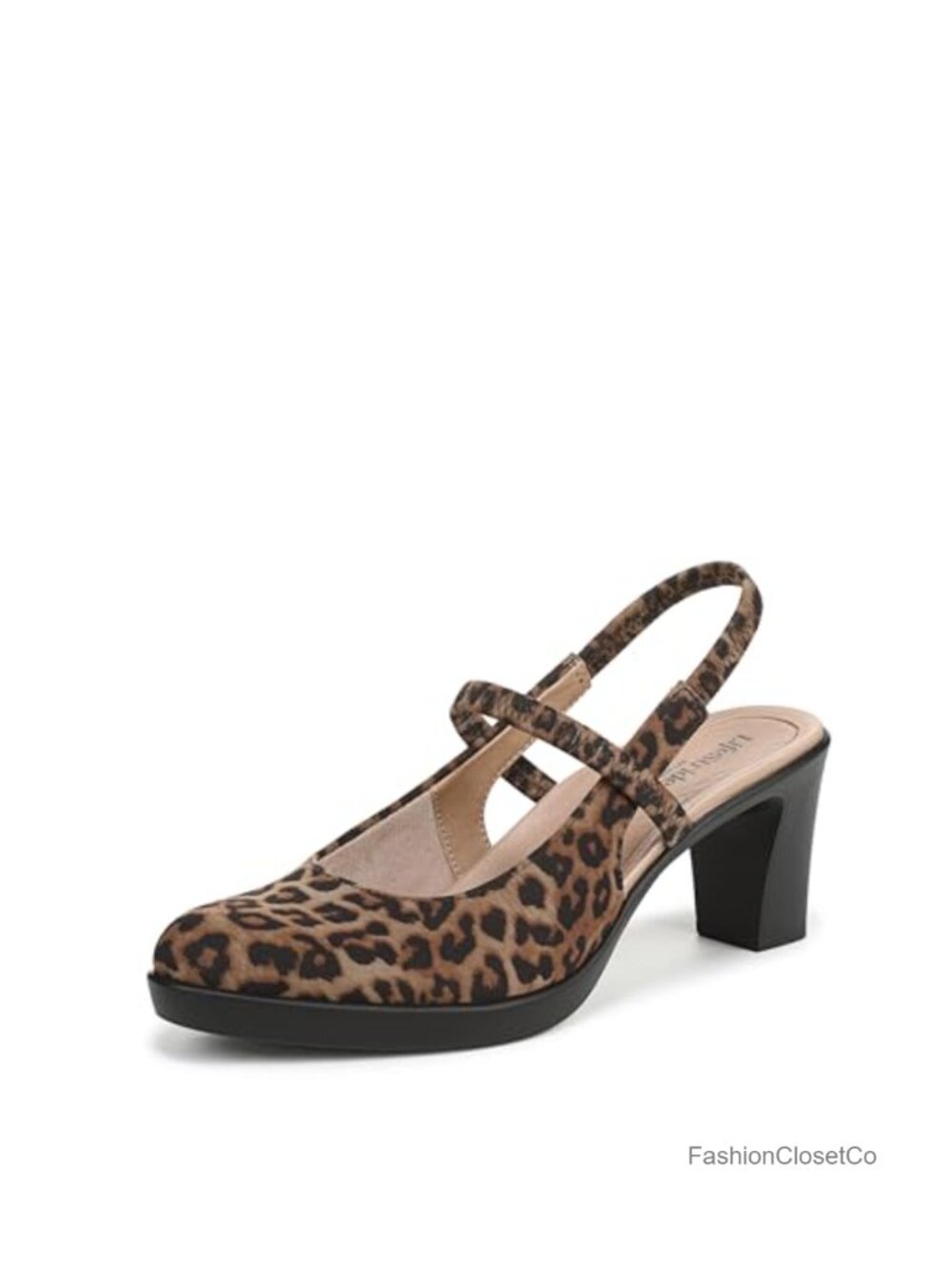 Women's Slingback Pump Almond Toe Block Heel Comfort Shoes